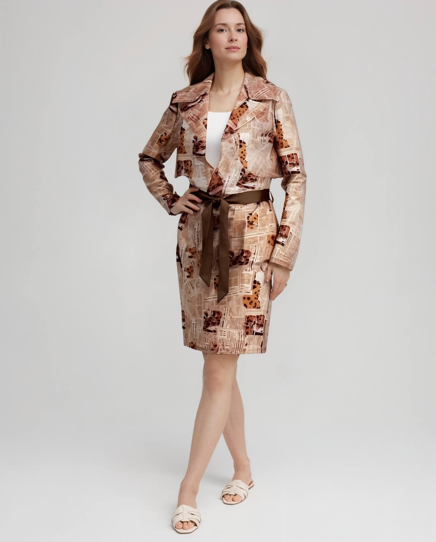 Raincoat news & animal print (Brown)