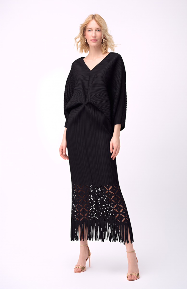 pleated dress with cutouts Jensen Pleated Cut-Out Organza Maxi Dress