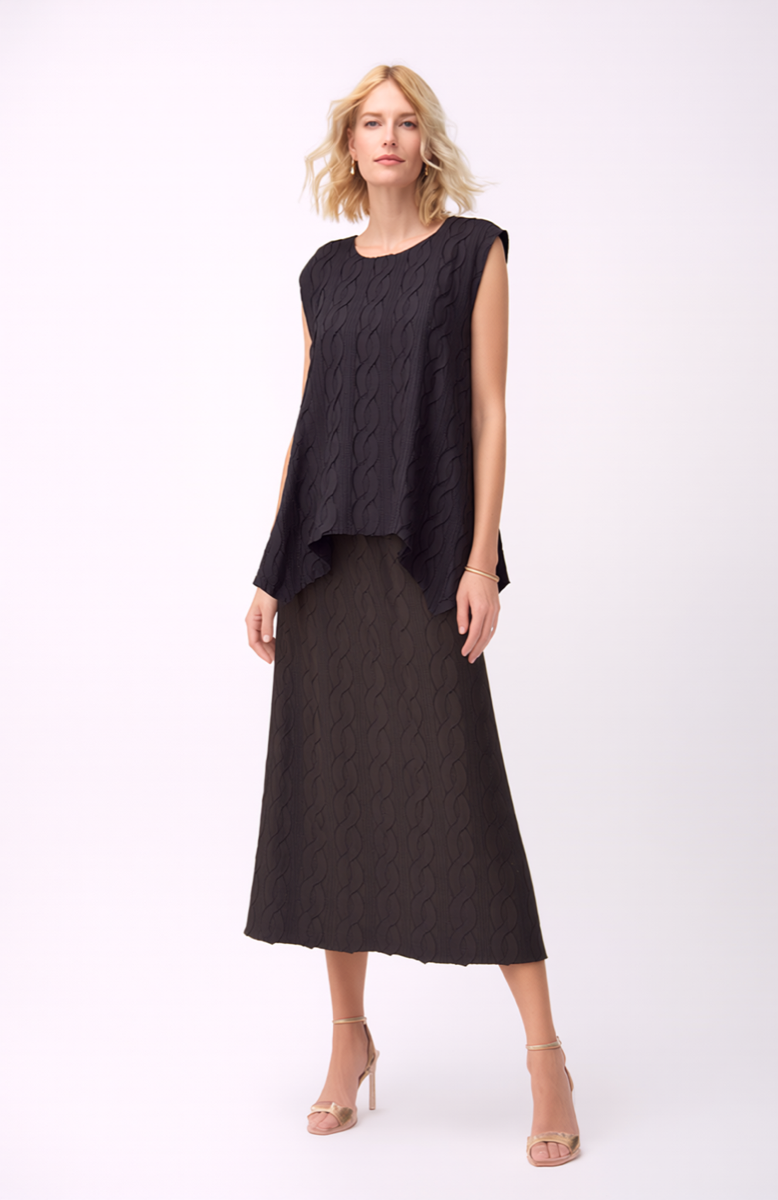 Pleated Cable top with flared Sweep (Black)