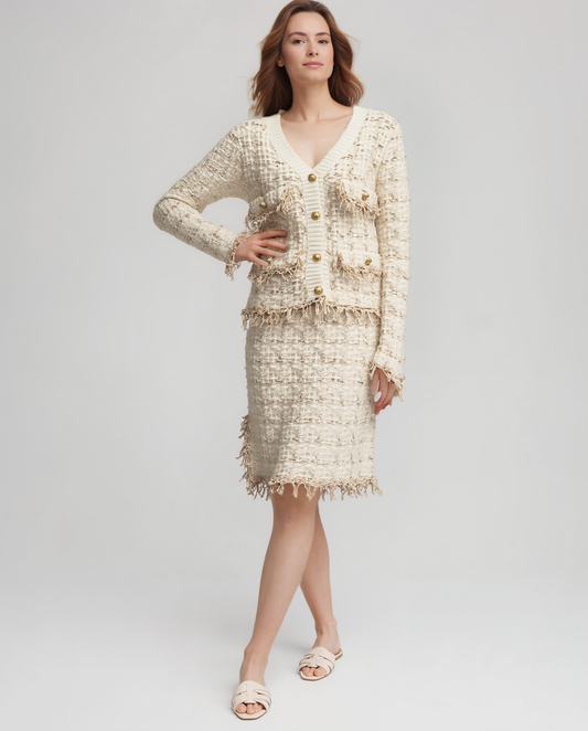 Sweater knit Tweed Skirt (Cream.Beige)