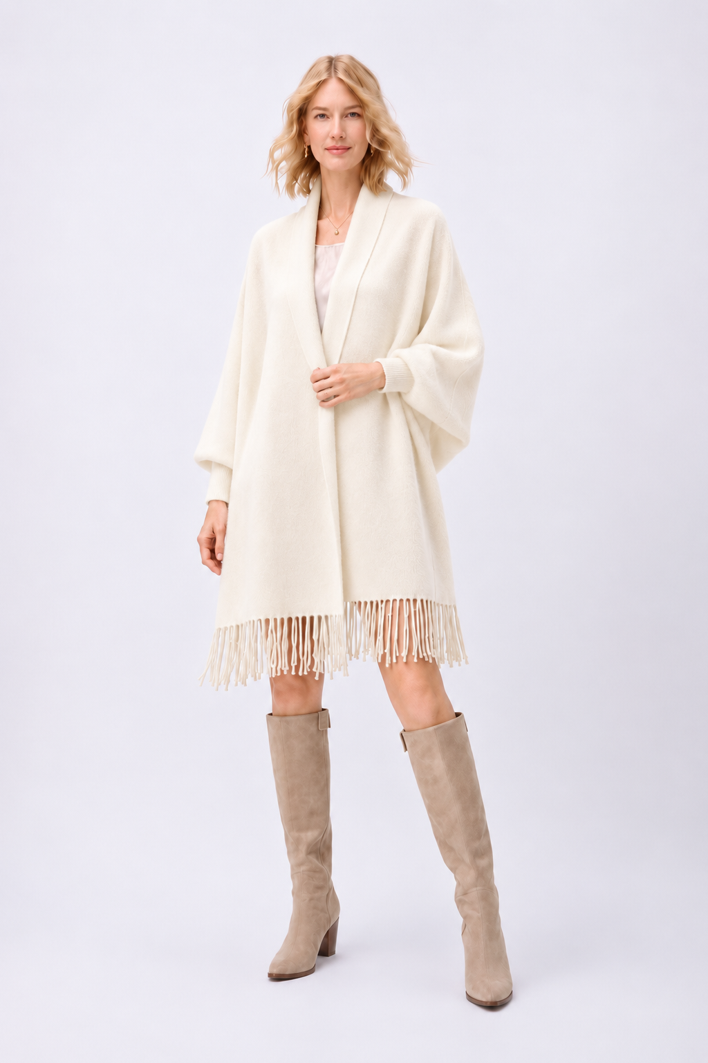 Soft Faux Mink Knit Shawl with Arm Openings - Mulled Wine