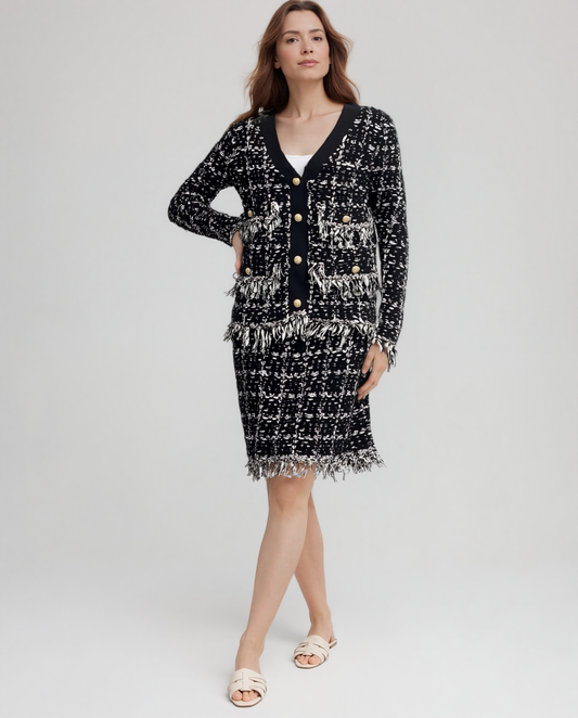 Sweater knit Tweed Skirt (Black.White)