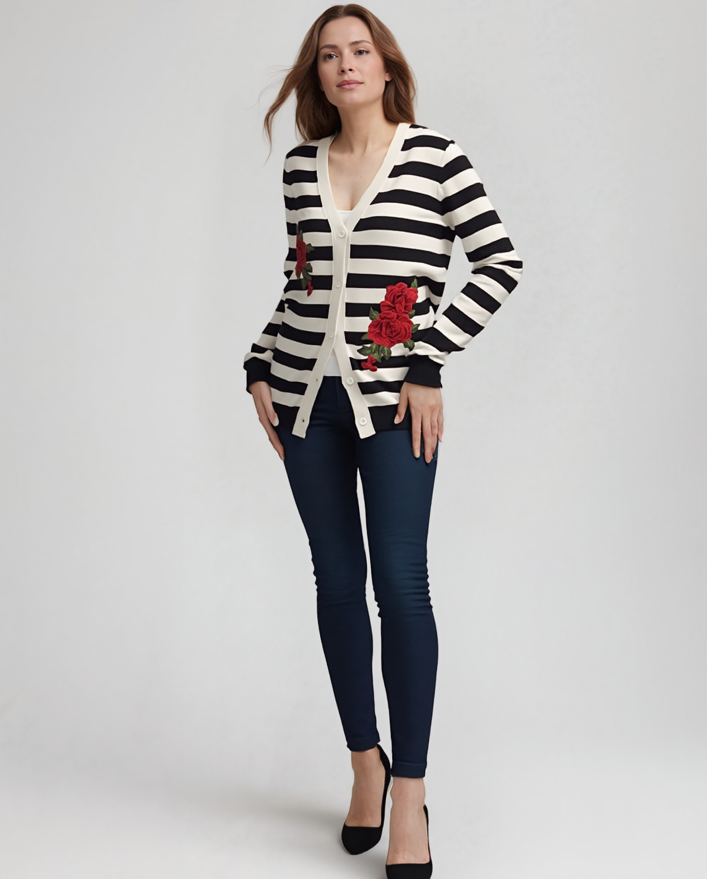 Sweater knit Strip & Rose Cardigan