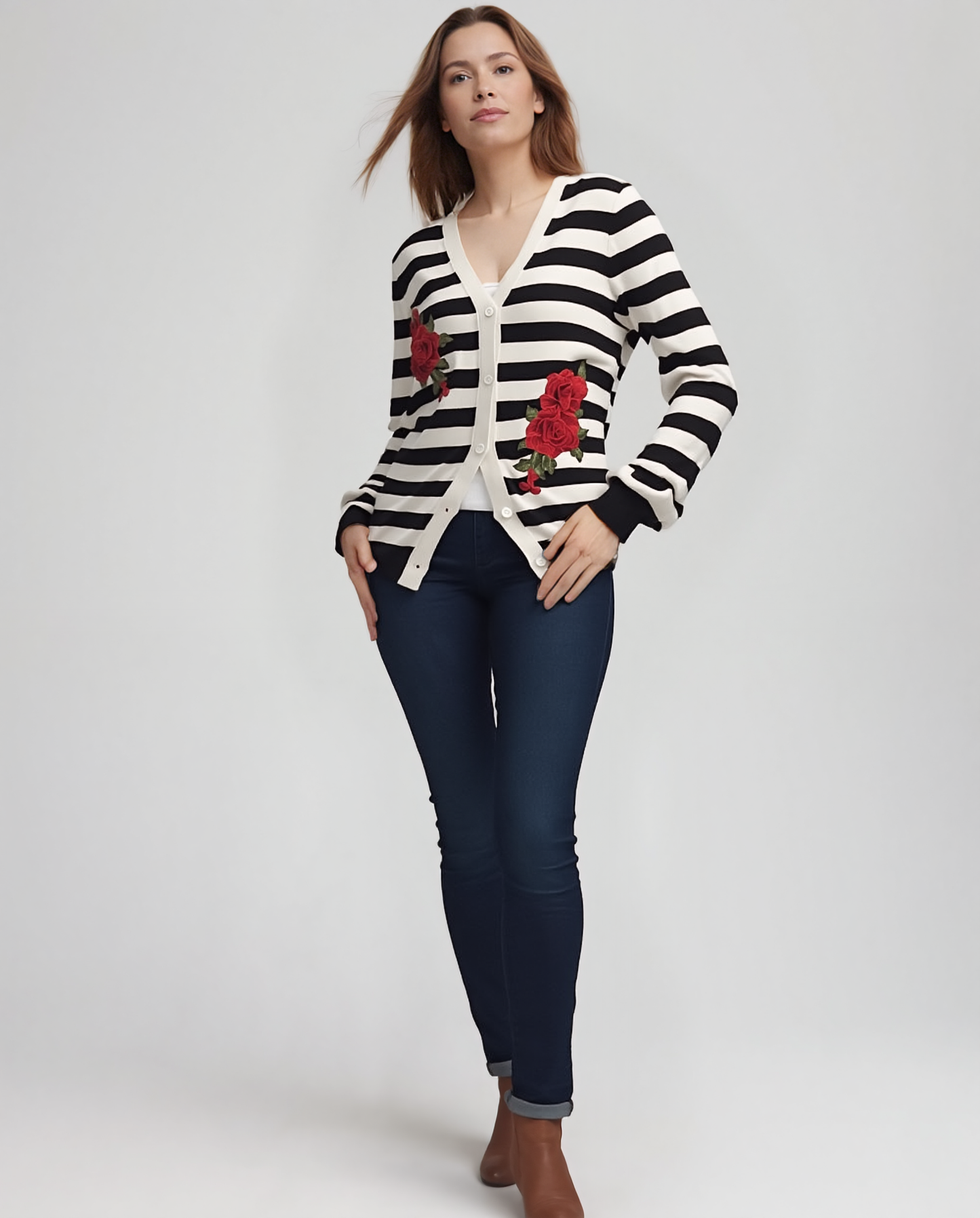 Sweater knit Strip & Rose Cardigan