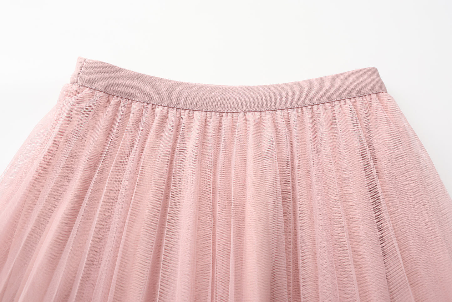 Fairy pleating mesh Skirt with vary size Pearls at hem (Pink)