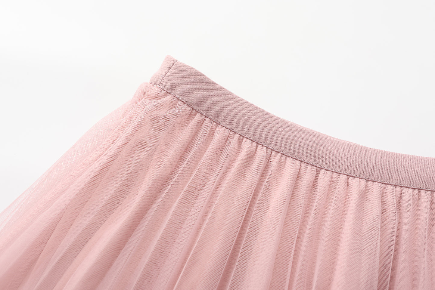 Fairy pleating mesh Skirt with vary size Pearls at hem (Pink)