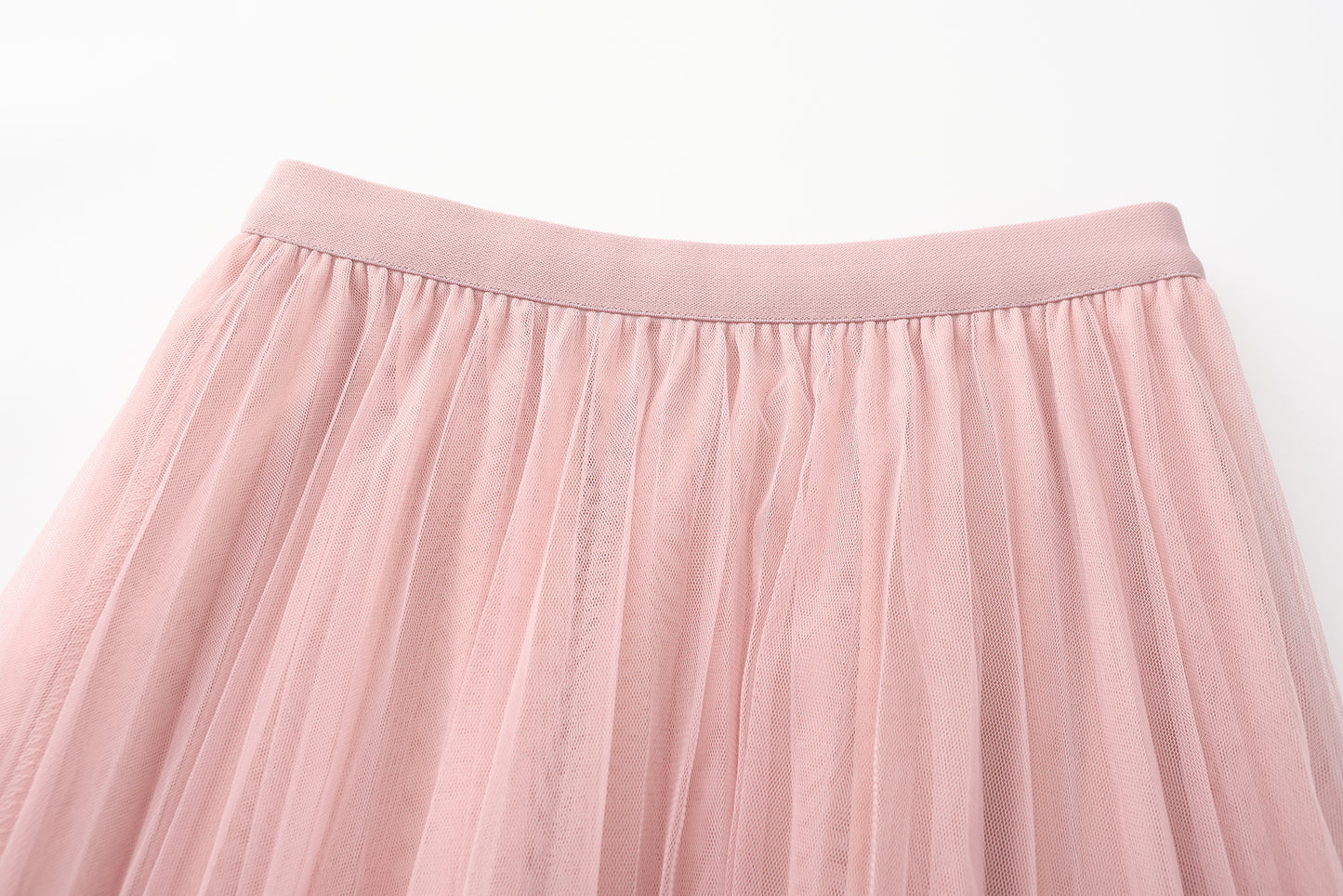 Fairy pleating mesh Skirt with vary size Pearls at hem (Pink)