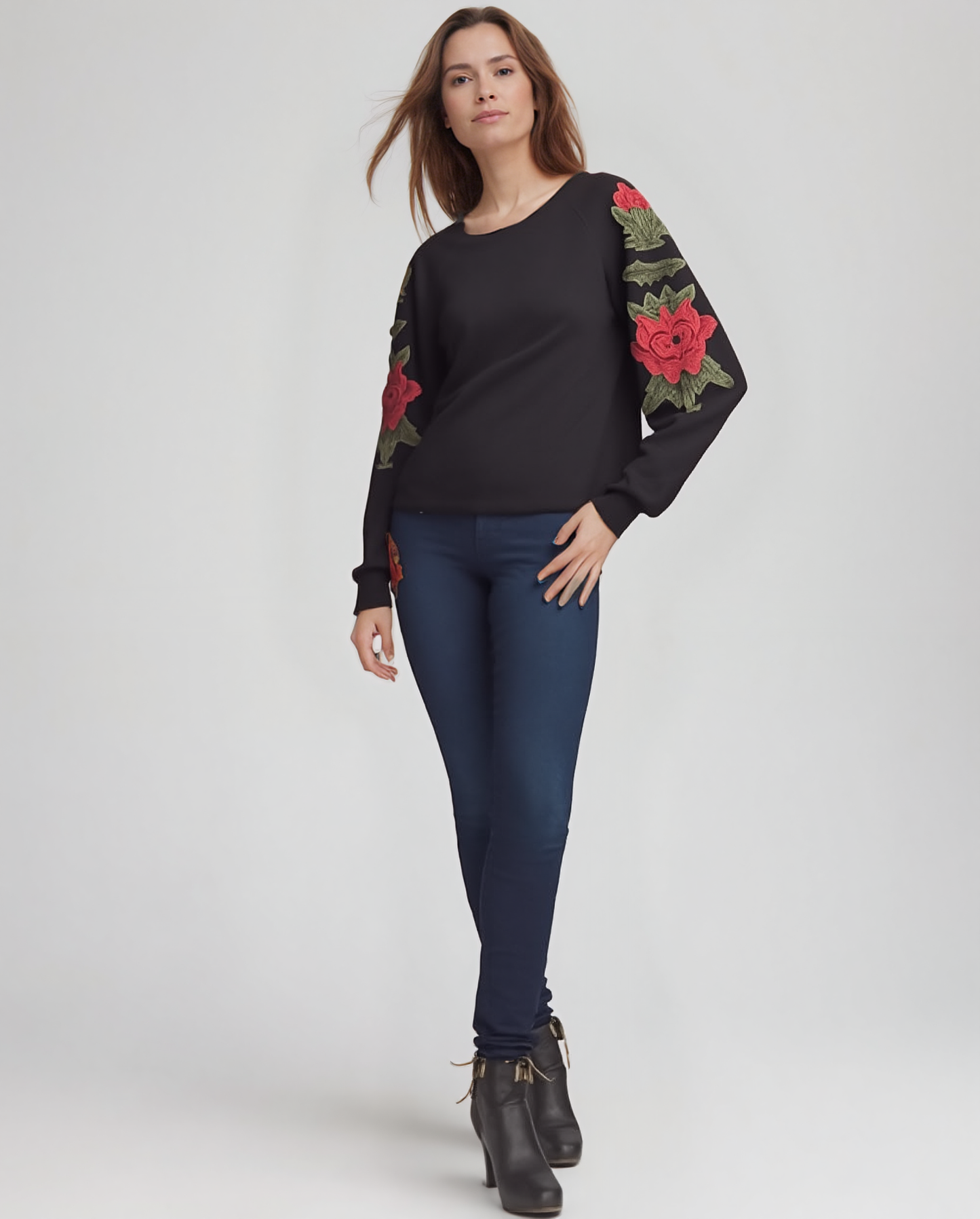 Sweater knit Rose Black Pullover