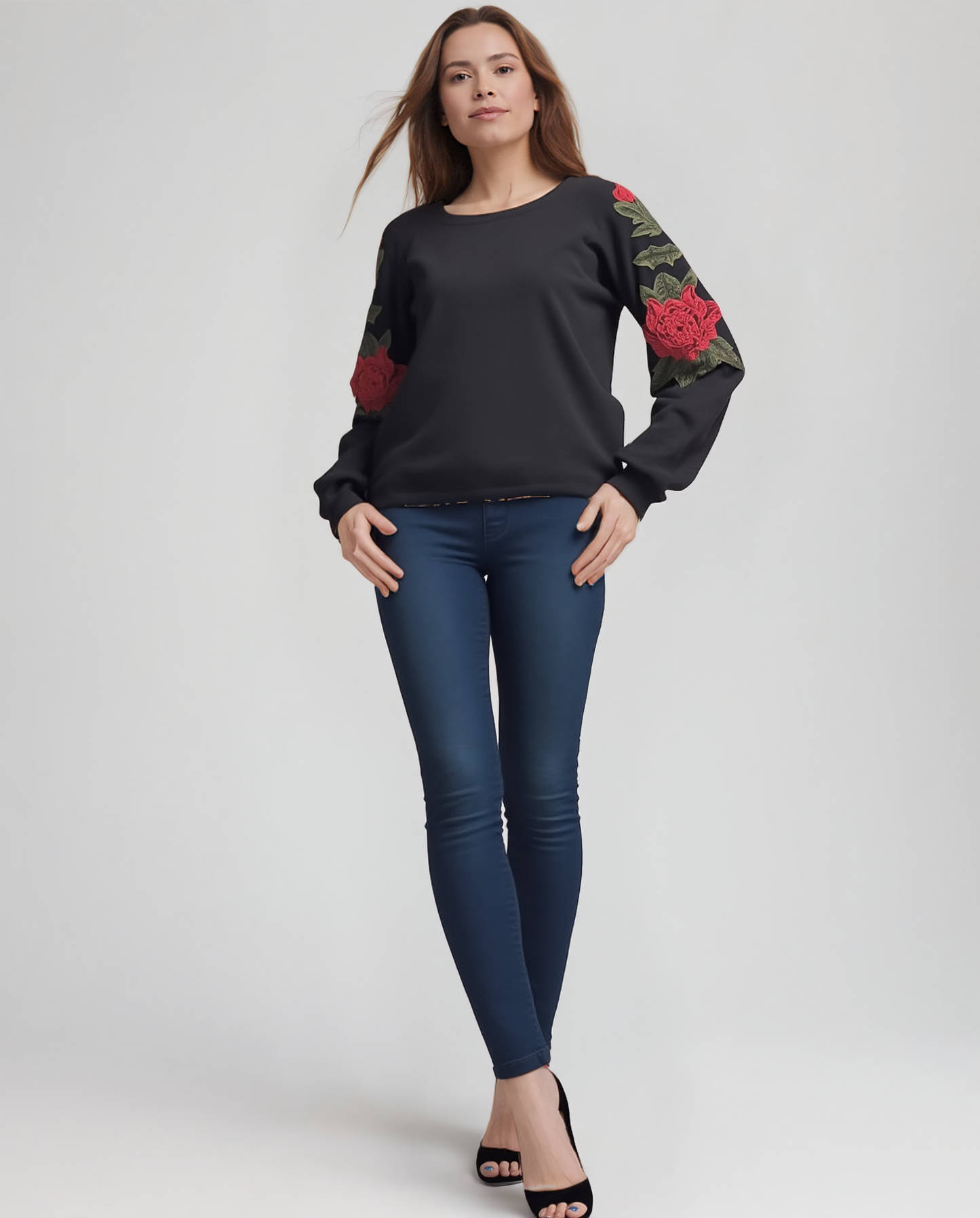 Sweater knit Rose Black Pullover