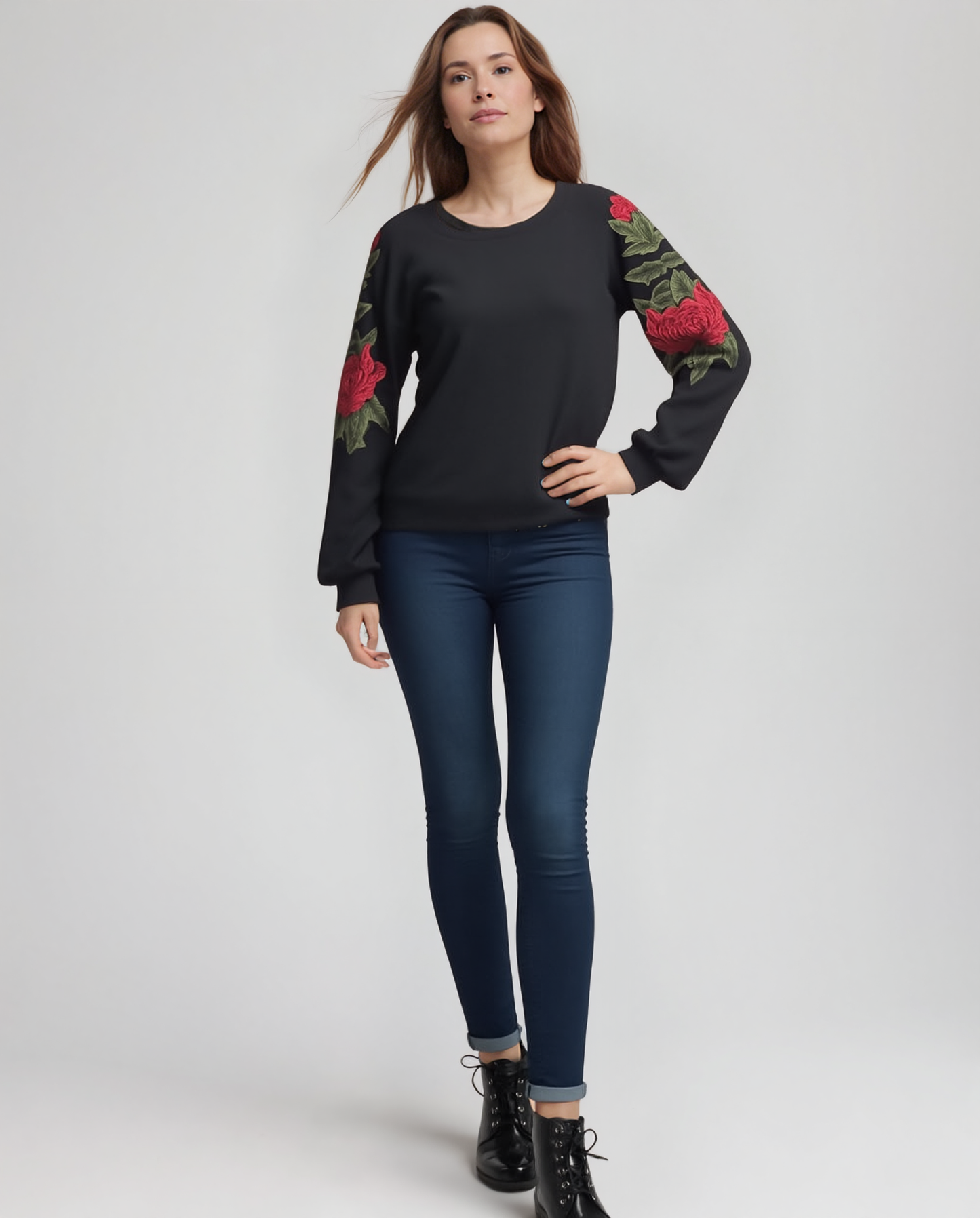 Sweater knit Rose Black Pullover