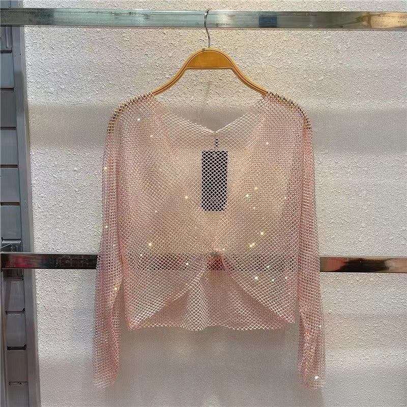 Diamond mesh Bolero Pink