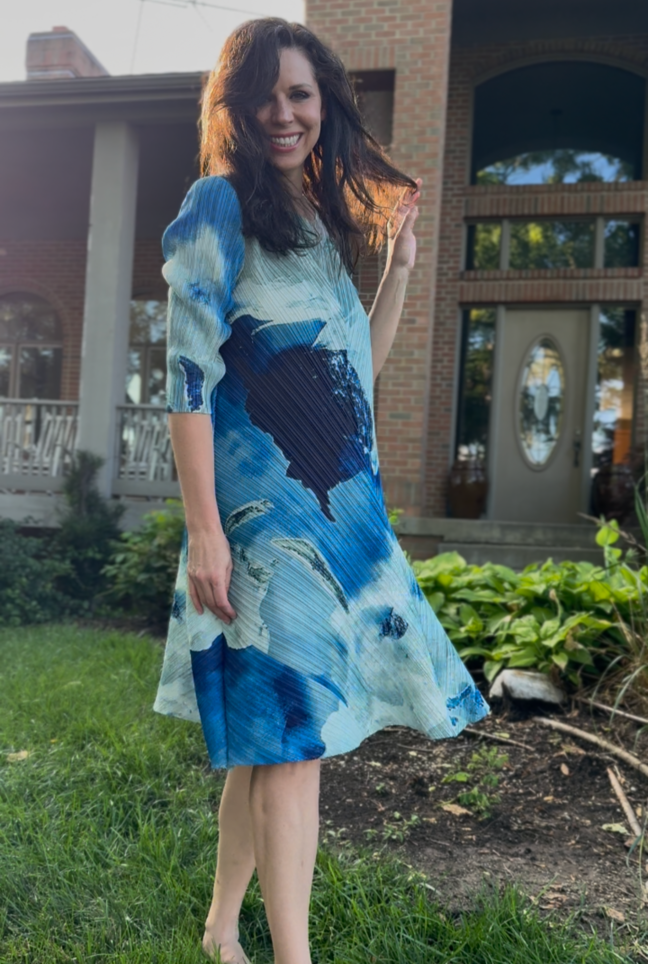 Pleated Sleeve Dress