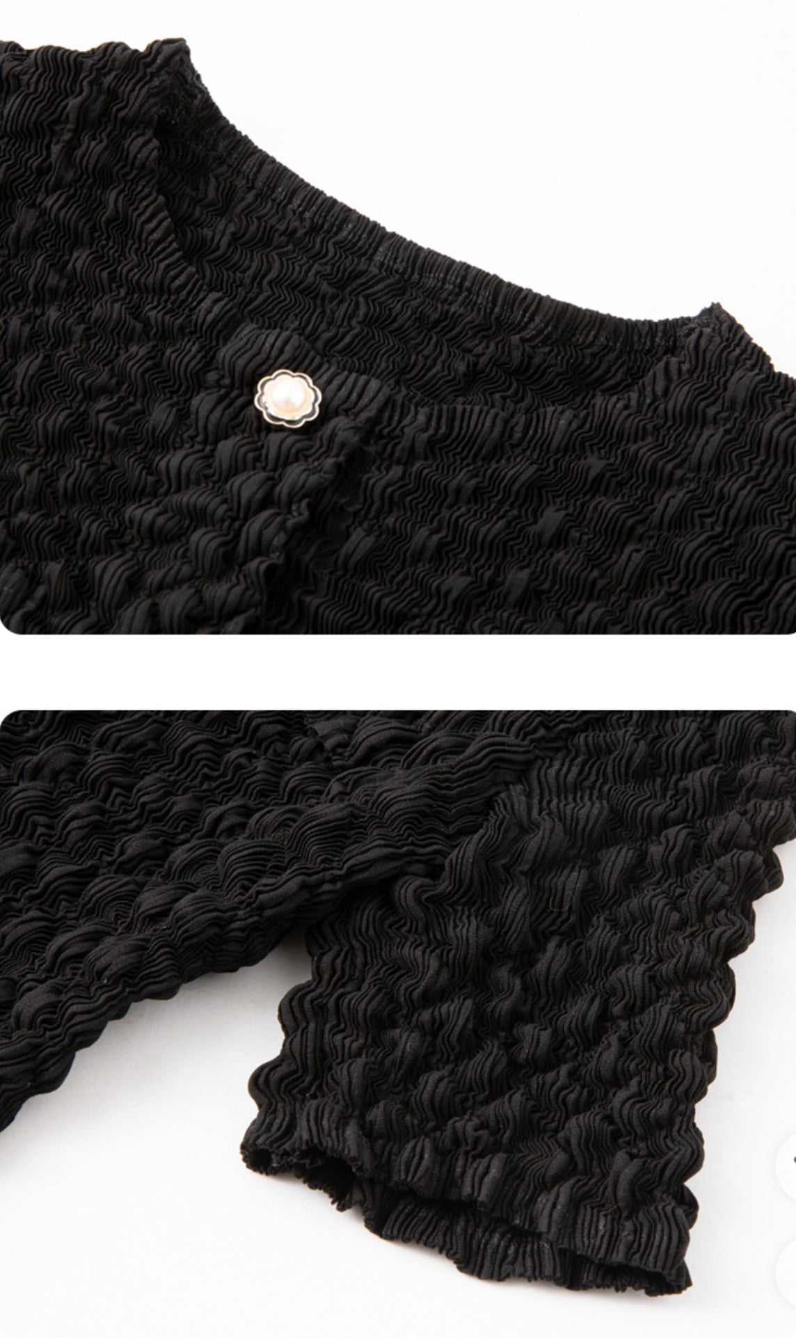 Pleated Chanel look mock pockets skirt ( Black )