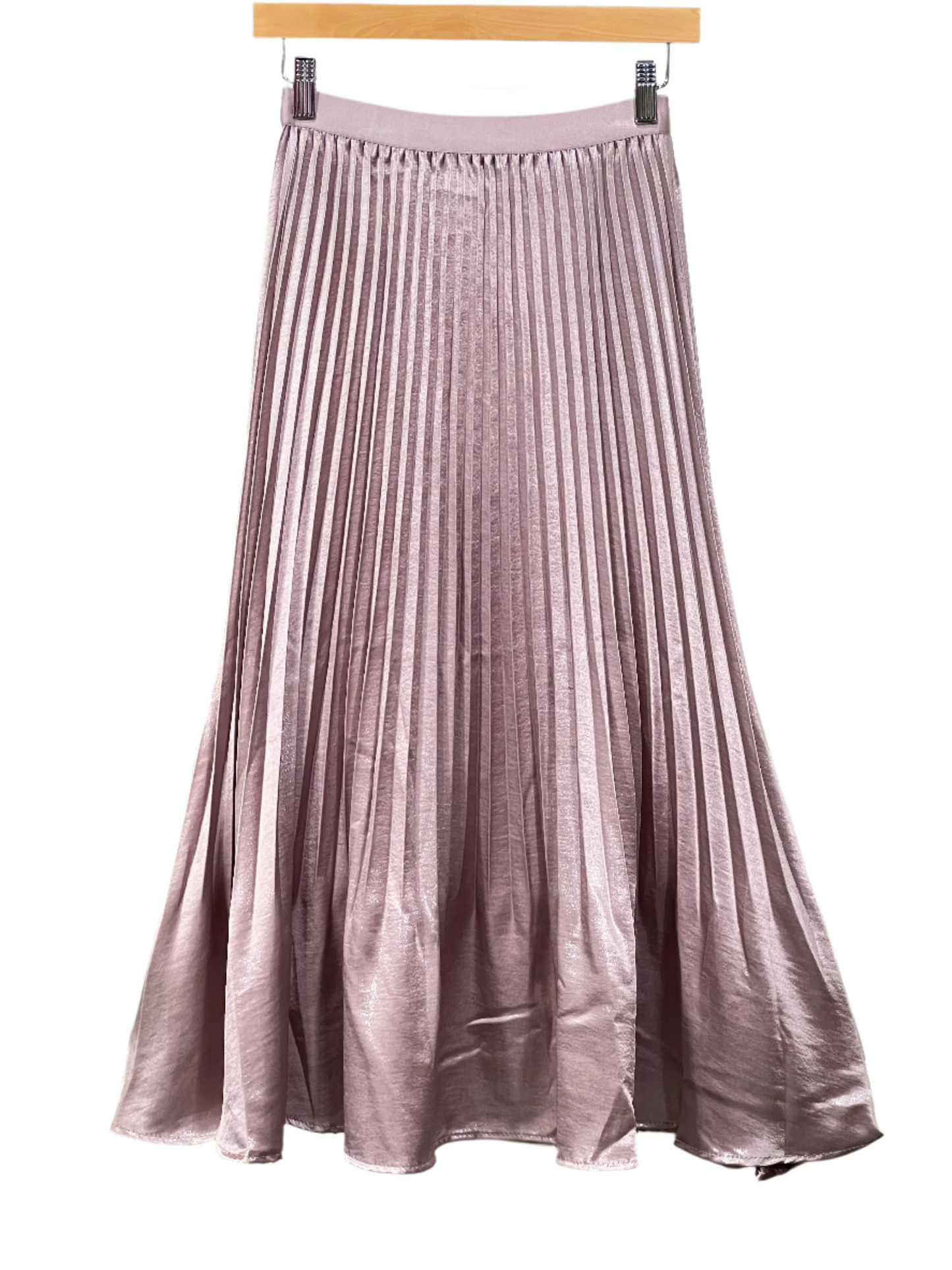 Pleating Crushed Sateen Skirt (Lilac)