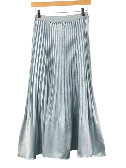 Pleating Crushed Sateen Skirt (Light Green)