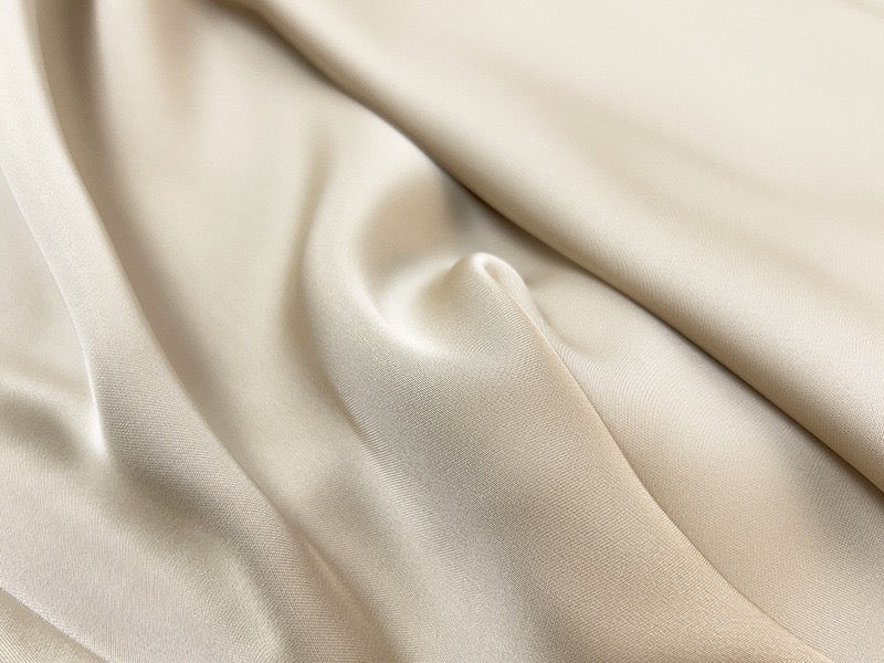 Sateen Maxi Skirt with Elastic Waistband and invisible zipper ( Cream )
