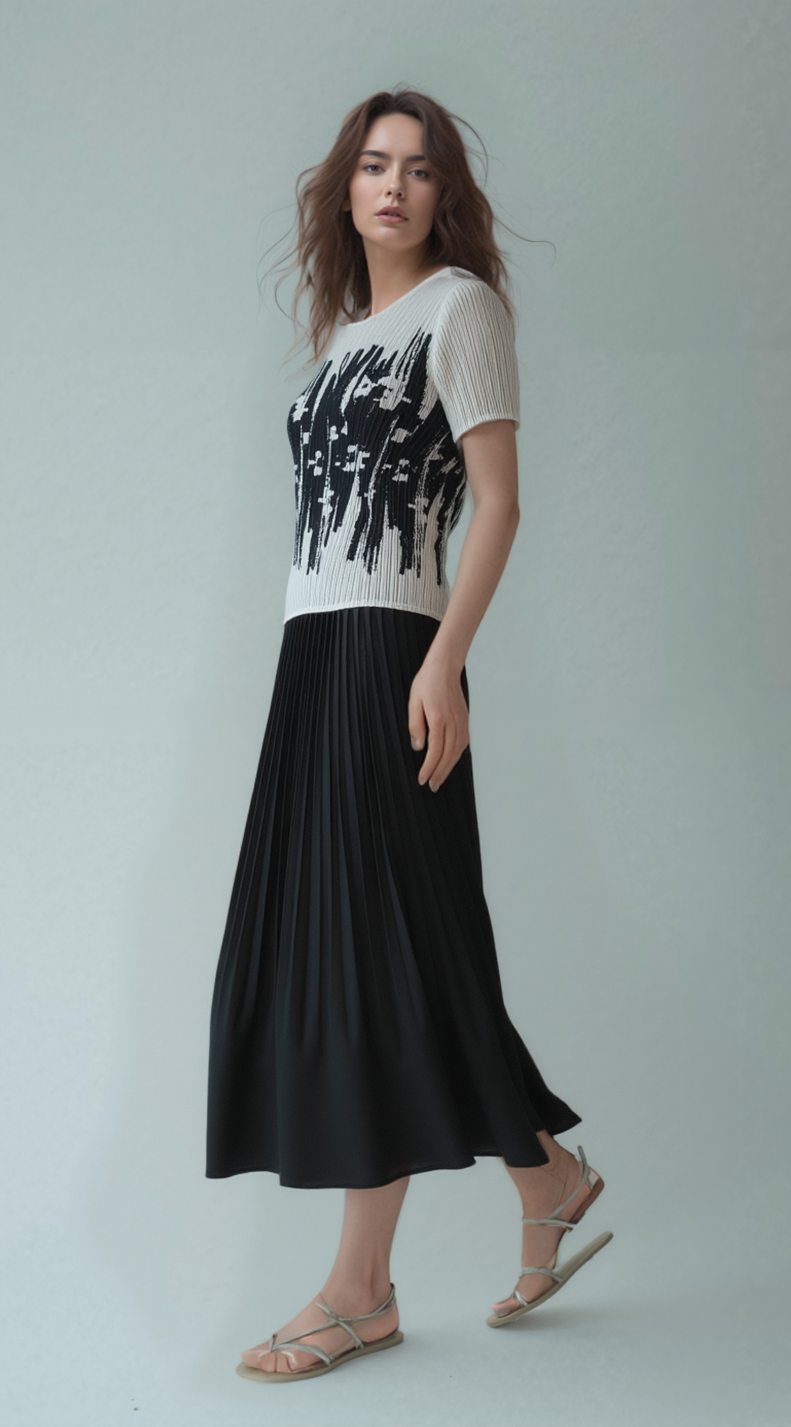 Pleated Sleeve Dress