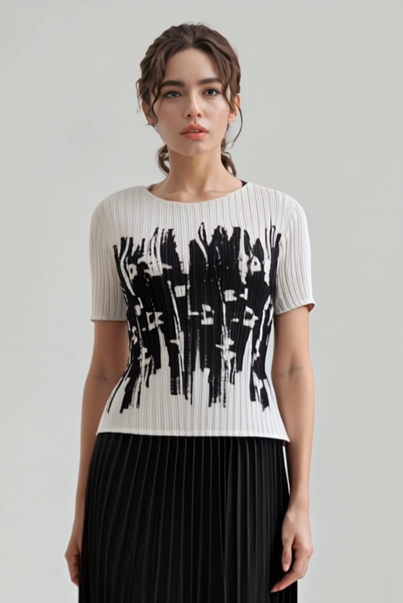 Pleated Sleeve Dress