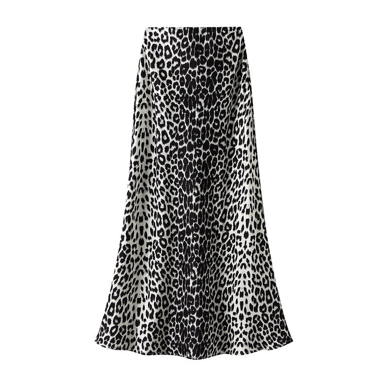 Sateen Maxi Skirt with Elastic Waistband and invisible zipper ( Leo Light)