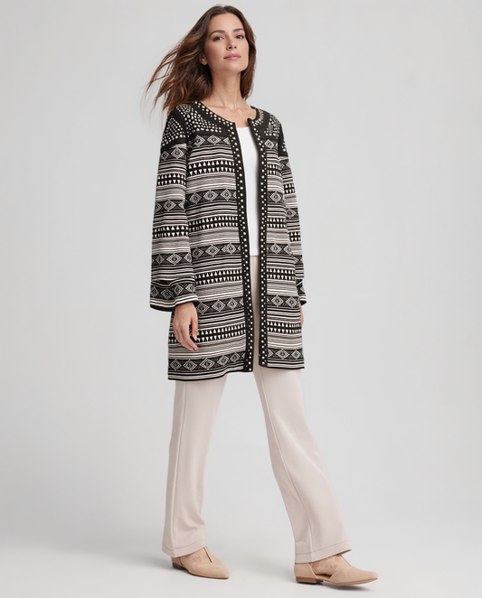 Jacquard jacket with stud trim