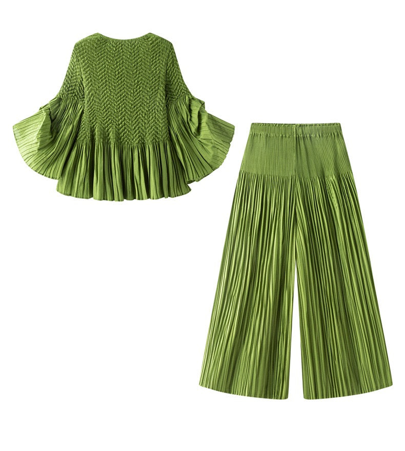 Pleated Pants Green