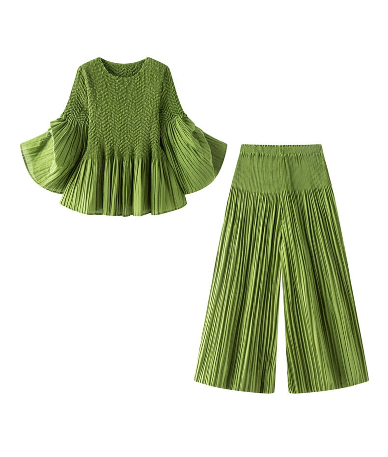 Pleated Pants Green