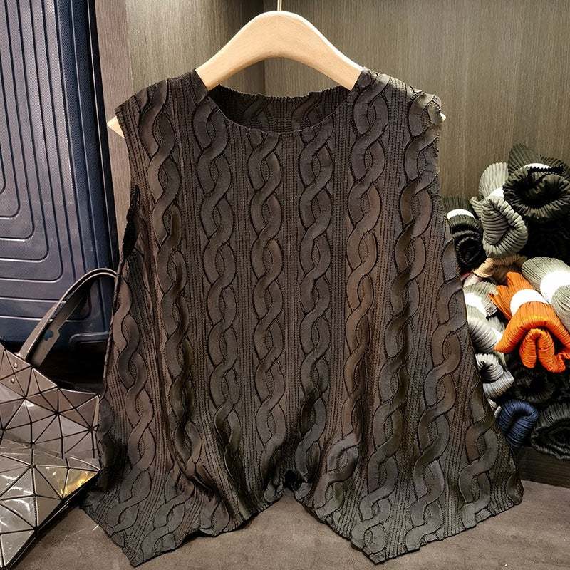 Pleated Cable top with flared Sweep (Black)