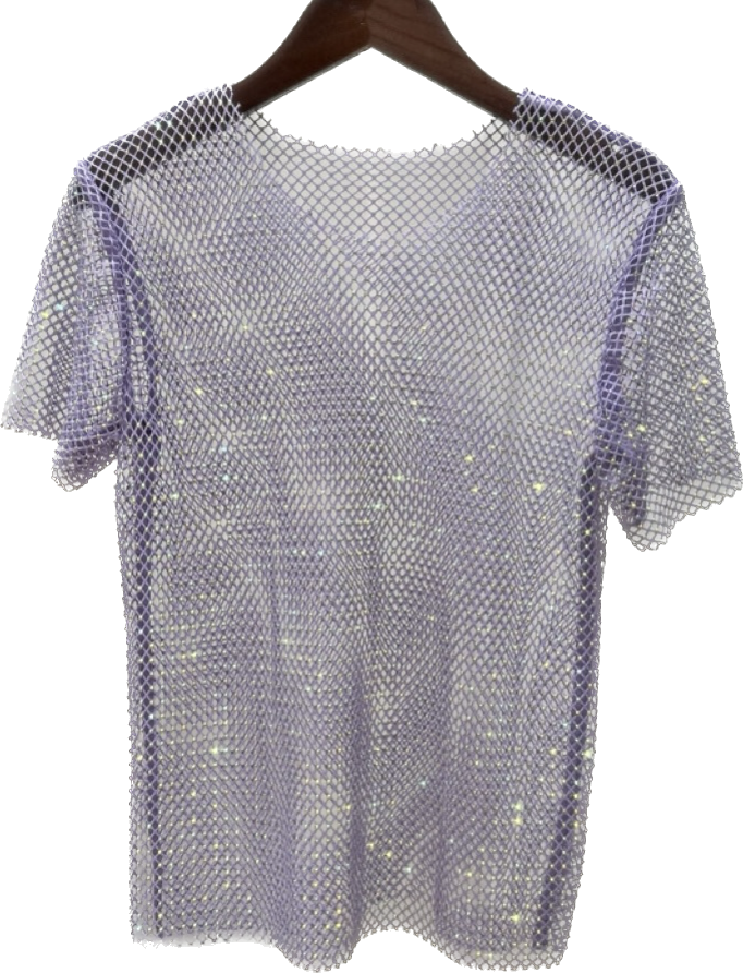 Diamond mesh short sleeve top purple