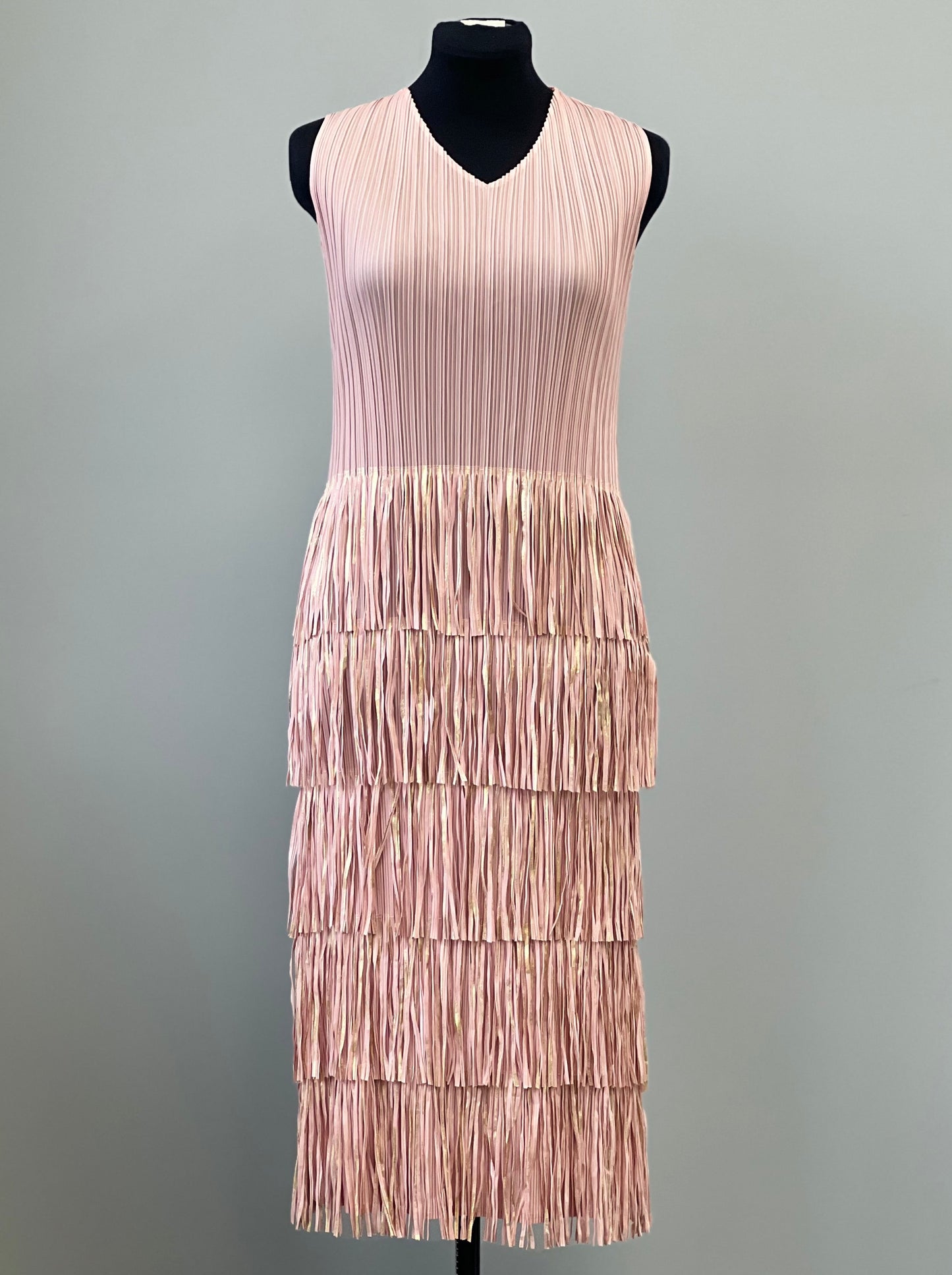 Pleating with fringe Dress set (Pink)