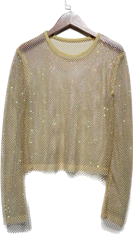 Diamond mesh long sleeves top 4 color options Ellyndale