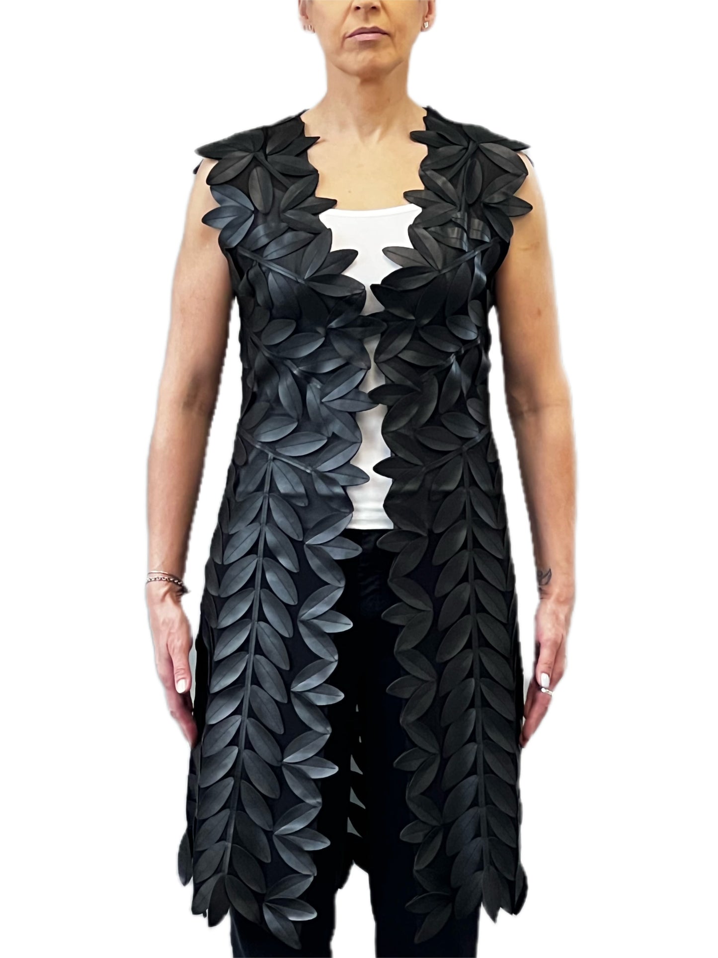 Faux Leather leaves vest