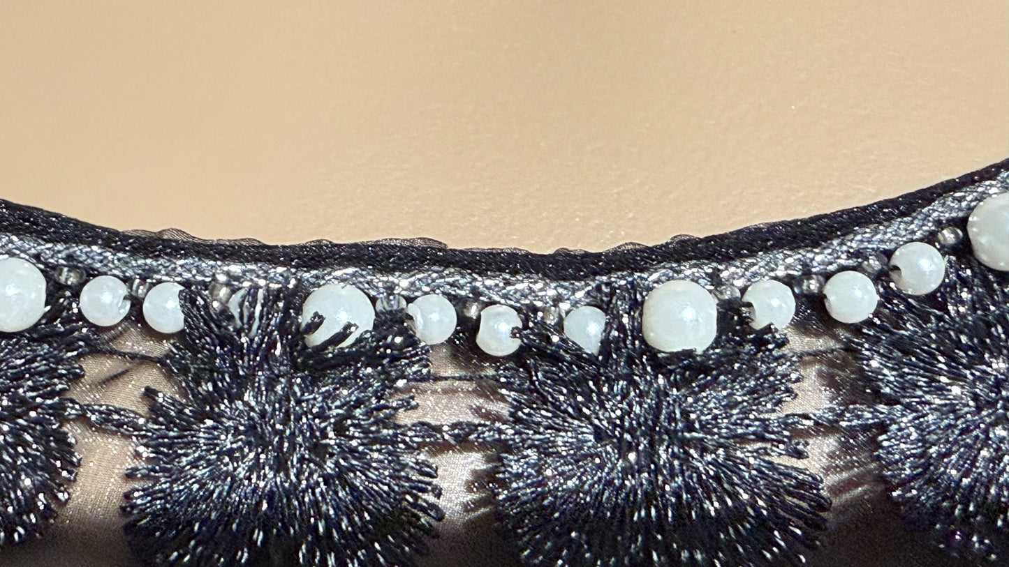 Lace Organza short sleeve Shift Dress with matching cami dress (Black)