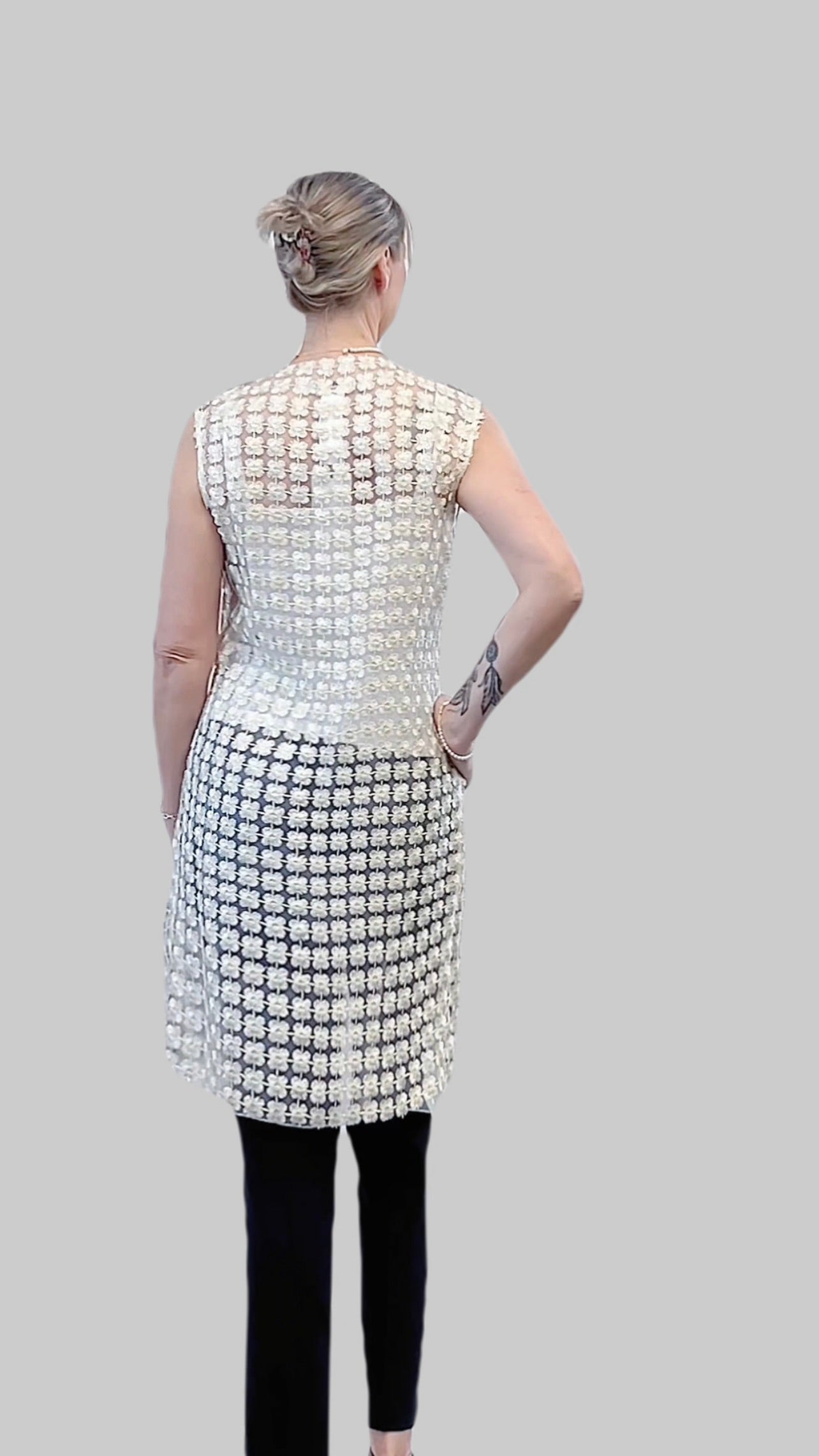 Lace Organza sleeveless Vest (Ivory)