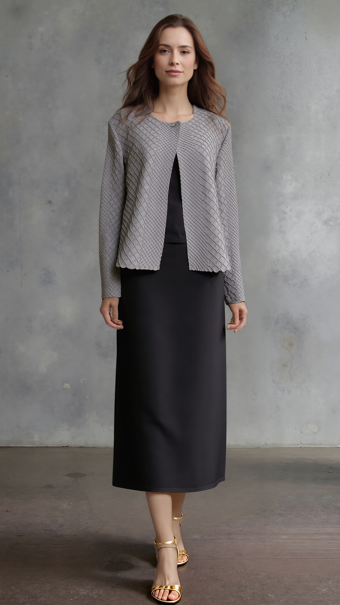 Pleating Jacket- Waffle Weave (Grey)
