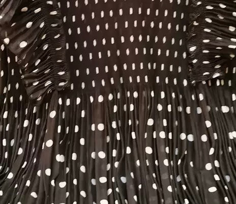 Pleating Ruffle Polka dot Top - Black
