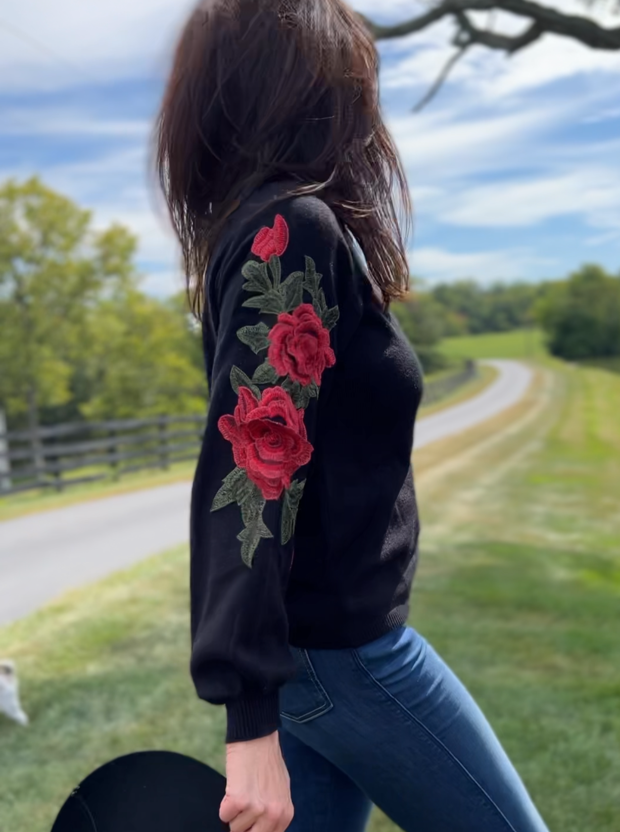 Sweater knit Rose Black Pullover