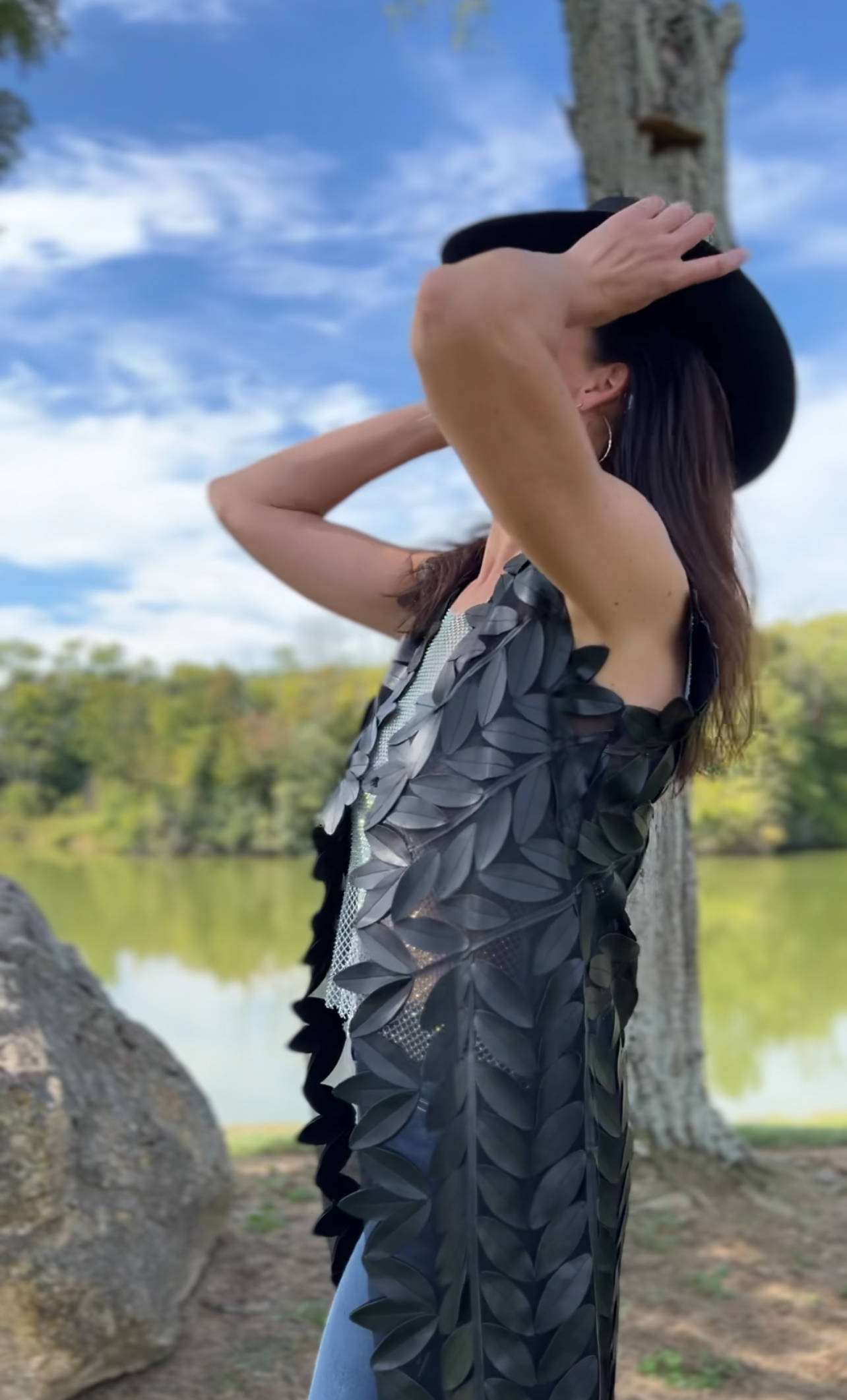 Faux Leather leaves vest