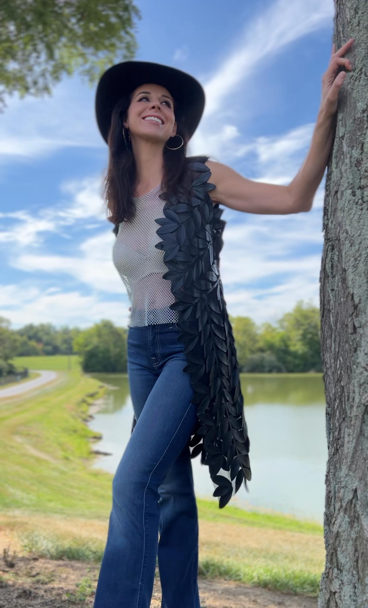 Faux Leather leaves vest