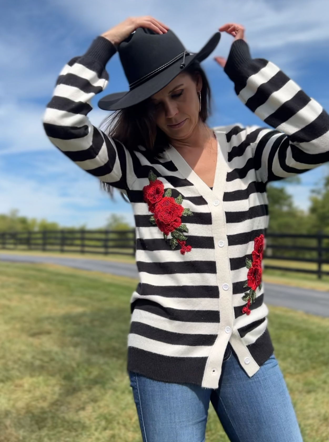 Sweater knit Strip & Rose Cardigan