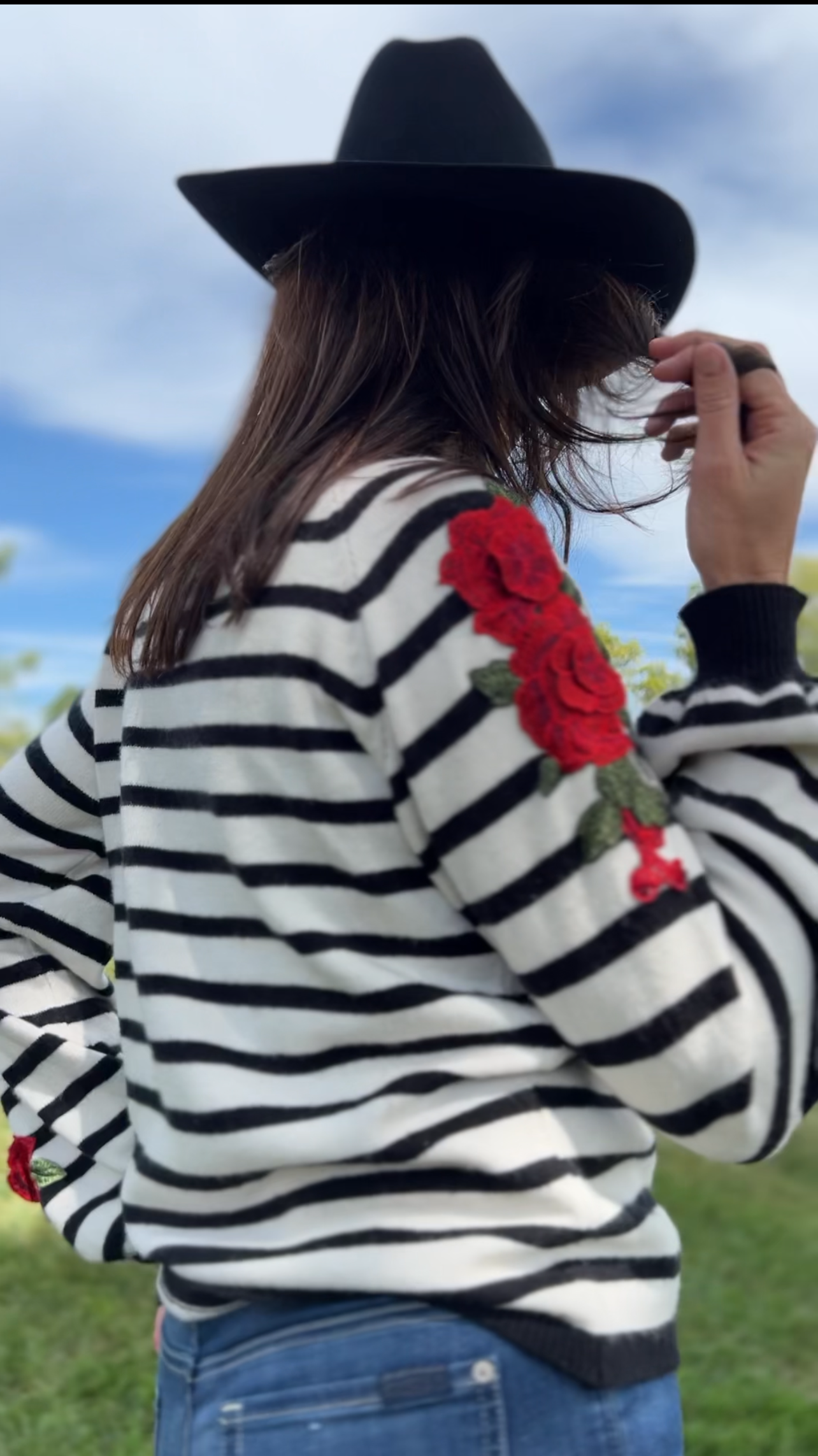 Sweater knit Strip & Rose pullover