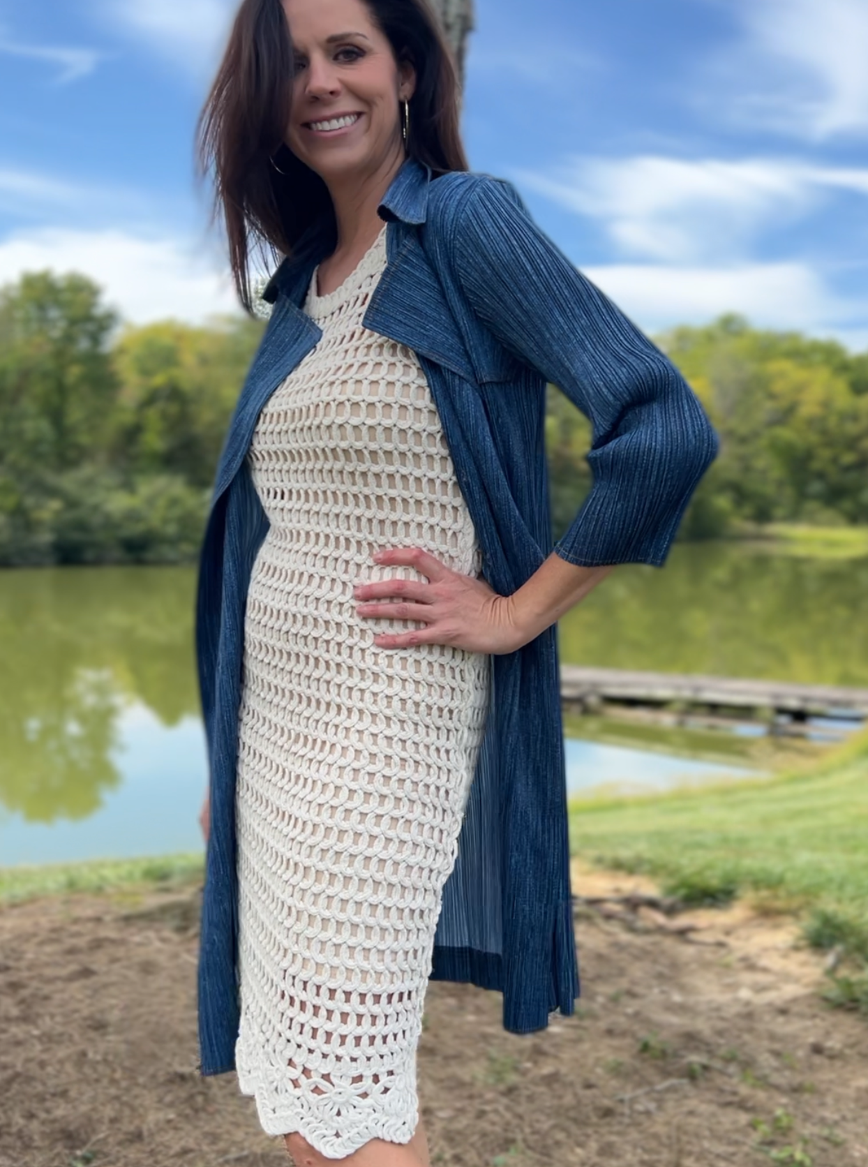 Crochet Dress woven pattern ( Natural )