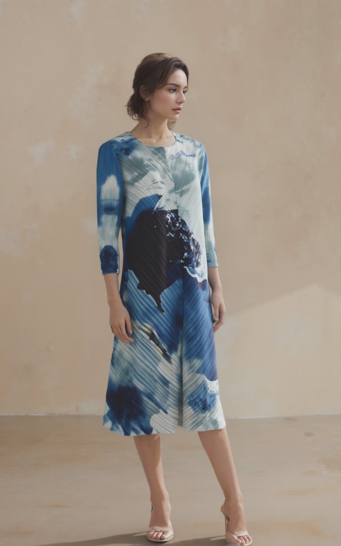 Pleated Sleeve Dress