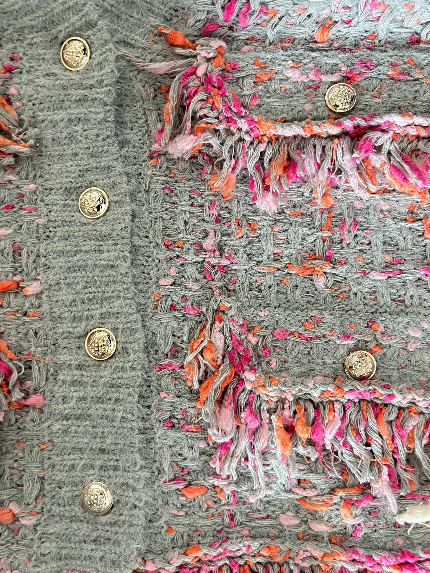 Sweater knit Tweed Jacket (Grey.pink)