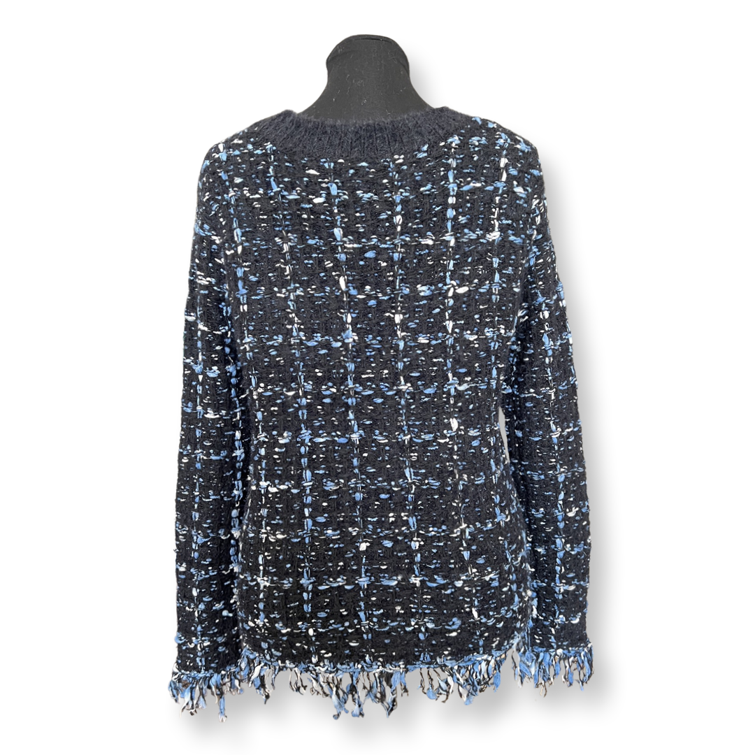 Sweater knit Tweed Jacket (Black.Blue)