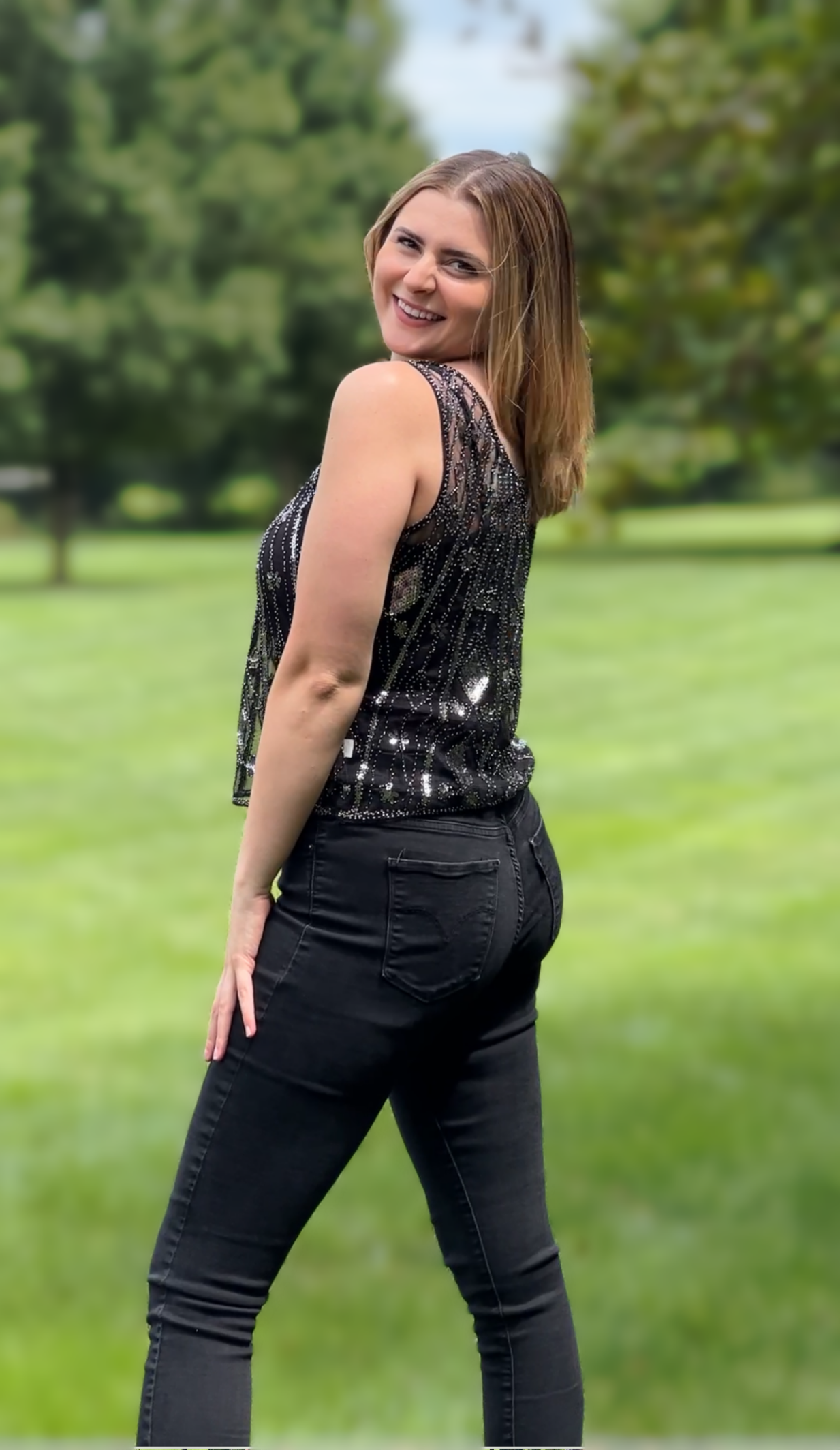 sequin embroidery tank