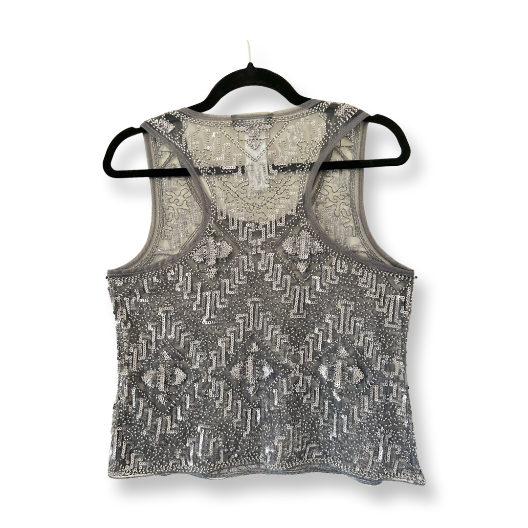 Sequin embroidery tank grey