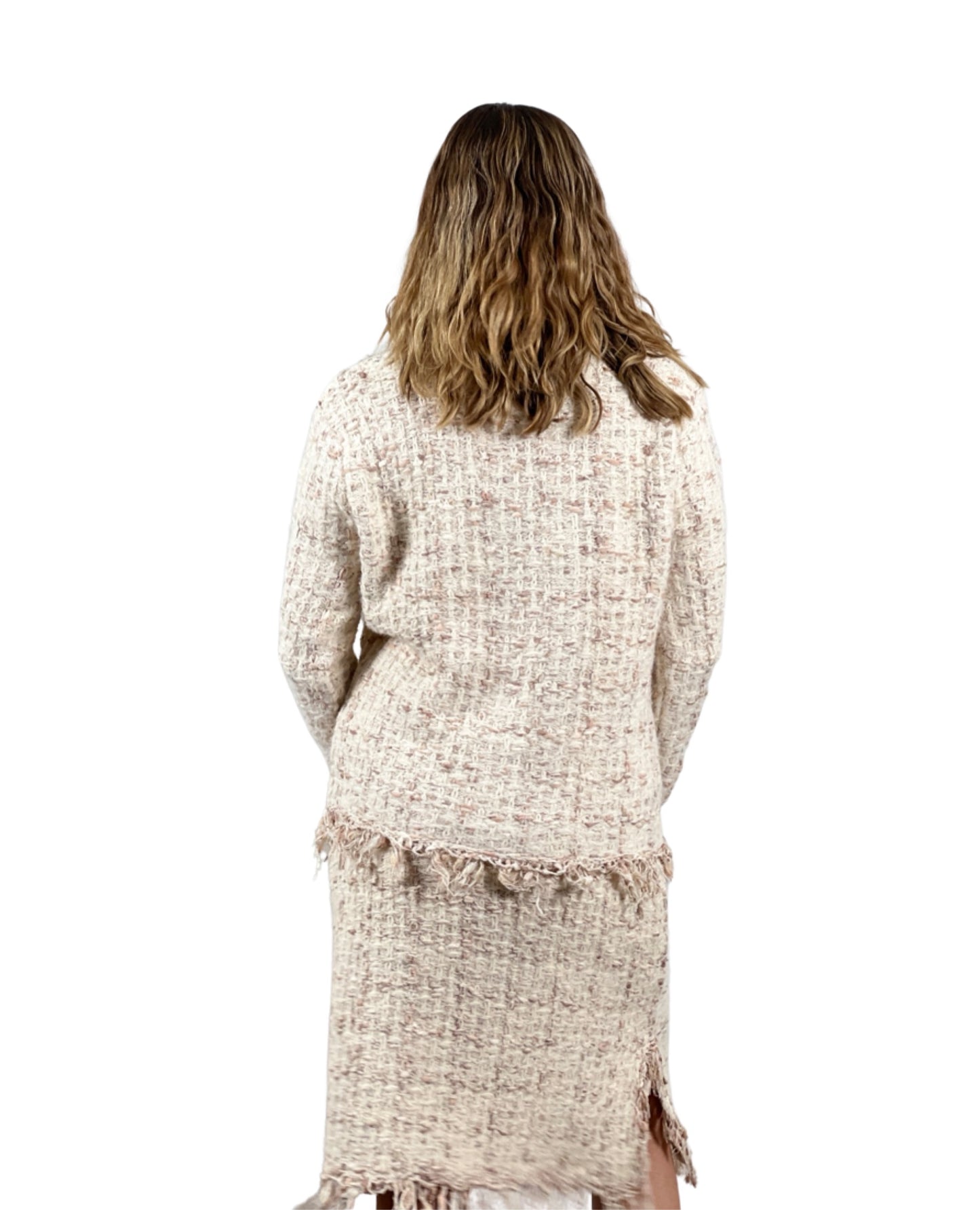 Sweater knit Tweed Skirt (Cream.Beige)