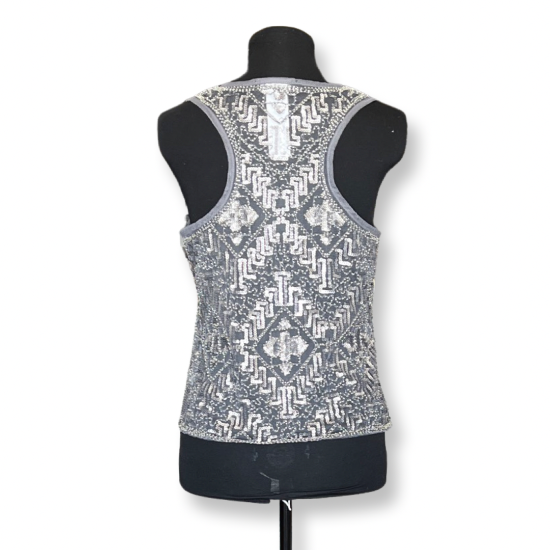 Sequin embroidery tank grey