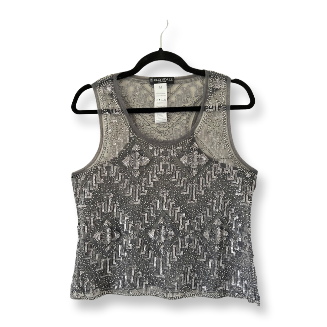 Sequin embroidery tank grey