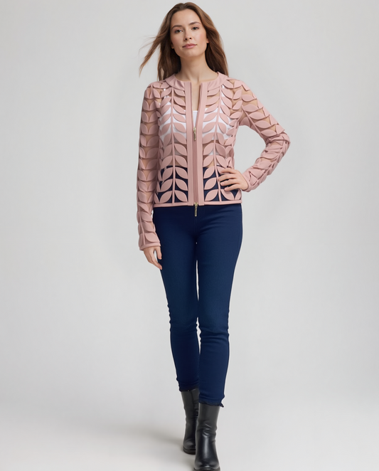 Faux Leather leaves jacket (Dusty Pink)